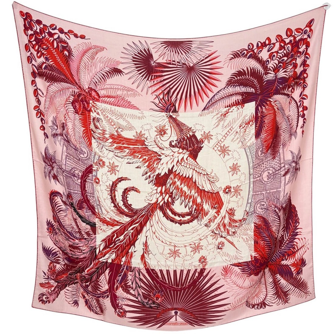 Hermès HERMES Carré 140 Mythiques phoenix scarf/shawl in cashmere and silk, red multicolored, for (1 of 17)