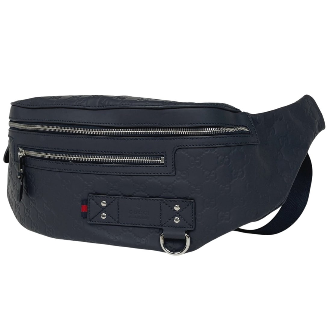 Gucci Guccissima Body Bag, Rubber Waist Shimmer Leather, Navy, 246409, Men's: --- Catalog ---Category: SizeSize (HxWxD): 20cm x 35cm x 11cm / 7.87'' x 13.77'' x 4.33''Category: DesignType: Sling bagColor: NavyGender: MenMaterial: Leather Category: GeneralMPN: 246409Brand: Gucci