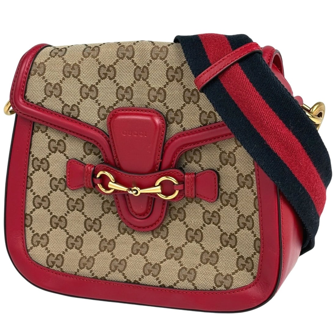 Gucci GG Pattern Shoulder Bag, Sherry Line Web Canvas, Red/Brown, 383848, Women's (1 of 12)