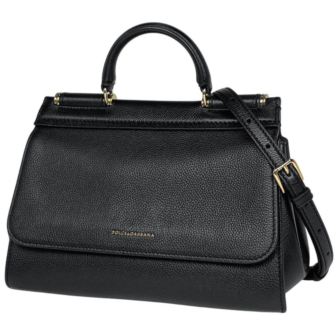 Dolce & Gabbana Sicily Handbag, 2-Way Shoulder Bag, Leather, Black, Women's (1 of 18)