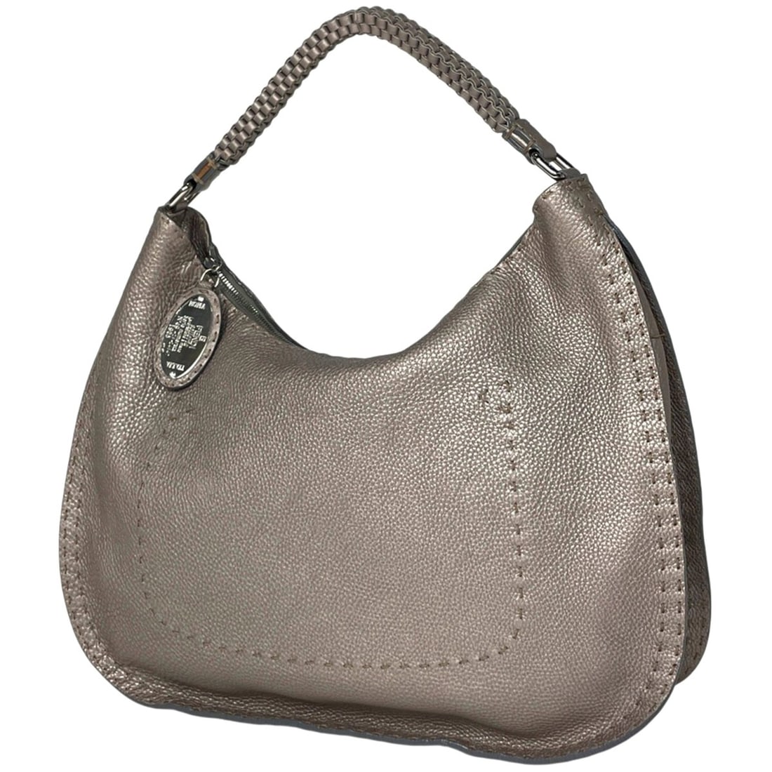 Fendi Selleria One-Shoulder Shoulder Bag, Leather, Silver, 8BR582, Women's (1 of 19)