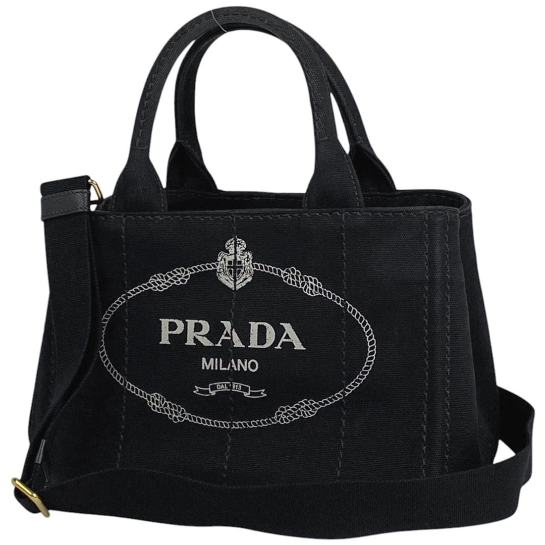 Prada Canapa Tote 2-Way Shoulder Bag, Canvas Nero (Black), 1BG439, Women's (1 of 18)