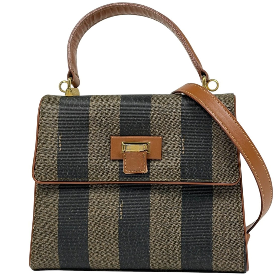 FENDI Pecan Print Handbag, 2-Way Shoulder Bag, Coated Canvas, Brown, Black, Women's: --- Catalog ---Category: SizeSize (HxWxD): 16.5cm x 20cm x 7.5cm / 6.49'' x 7.87'' x 2.95''Category: DesignType: Handbag, Shoulder bagColor: Black, BrownGender: WomenMaterial: Coated canvas , Leather