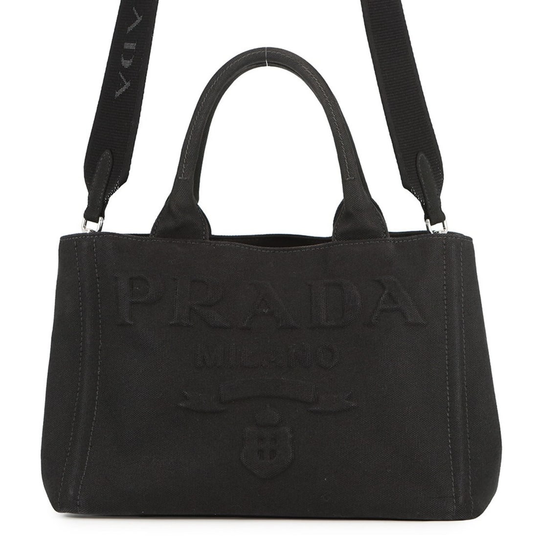 Prada Canapa Canvas Tote Bag 1BG439 PRADA 2-way Black (1 of 18)