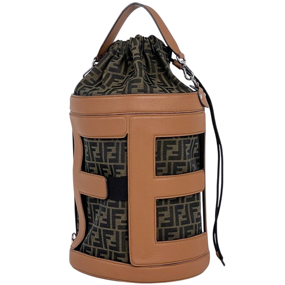 Fendi Zucca pattern handbag, 2-way shoulder bag, drawstring brown canvas, women's: --- Catalog ---Category: SizeSize (HxWxD): 33.5cm x 26cm x 26cm / 13.18'' x 10.23'' x 10.23''Category: DesignType: Handbag, Shoulder bagColor: BrownGender: WomenMaterial: Zucca , Leather Category: Gen