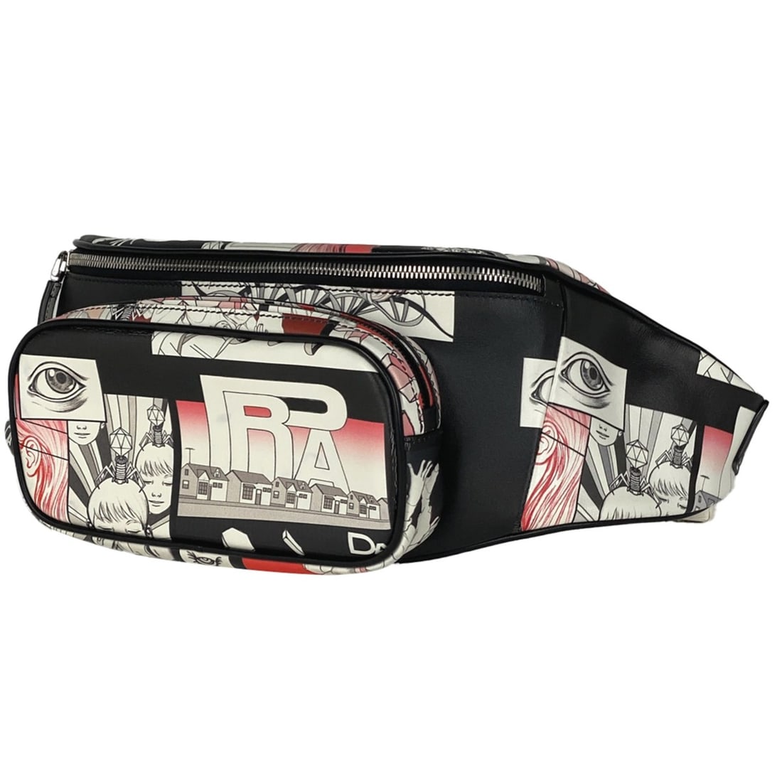 Prada Comic Print Body Bag, Waist Logo, Leather, Nero (Black) Multicolor, 2VL006, Women's: --- Catalog ---Category: SizeSize (HxWxD): 15cm x 31cm x 4.5cm / 5.9'' x 12.2'' x 1.77''Category: DesignType: Sling bagColor: Black, Multi-colorGender: WomenMaterial: Leather Inner Pocket: Zipper pock