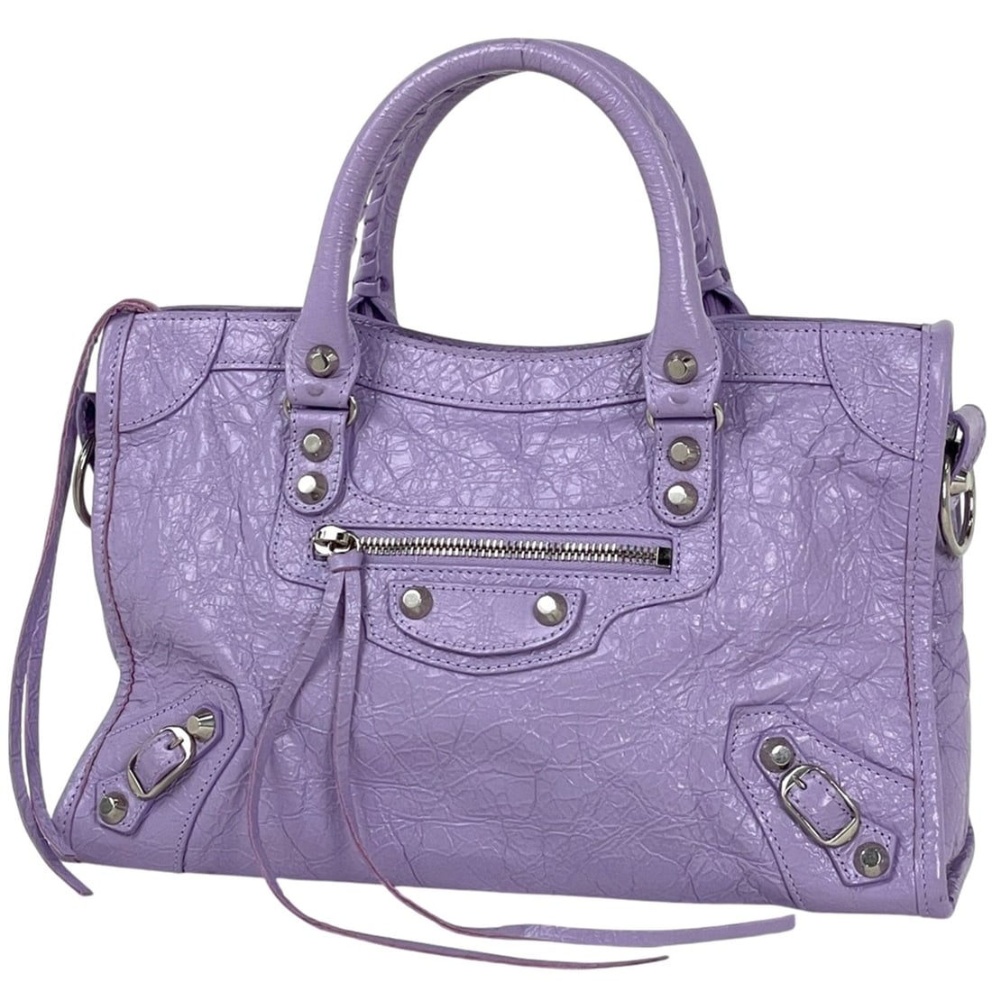 Balenciaga Le City Handbag, 2-Way Shoulder Bag, Leather, Purple, 797789, Women's: --- Catalog ---Category: SizeSize (HxWxD): 19cm x 29.5cm x 10cm / 7.48'' x 11.61'' x 3.93''Category: DesignType: Handbag, Shoulder bagColor: PurpleGender: WomenMaterial: Leather Inner Pocket: Zipper p