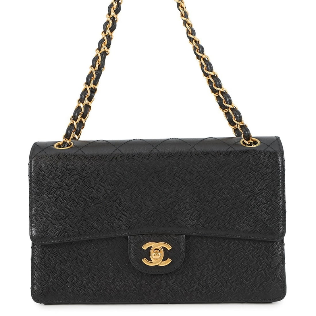 CHANEL Chain Shoulder Bag Matelasse Coco Mark Single Flap Caviar Skin Black (1 of 18)