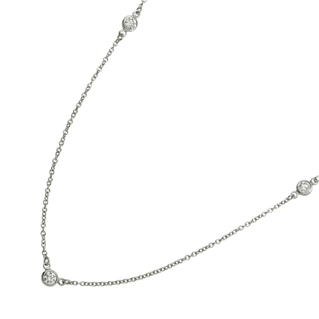 Tiffany & Co. By the Yard Diamond Necklace, 3-Piece Set, 41cm, Platinum: --- Catalog ---Category: SizePendant Size: 3.7mm x 3.7mm / 0.14'' x 0.14''Neck Circumference: 41 cm / 16.14''Category: DesignColor: PlatinumStone: DiamondGender: WomenMaterial: Platinum 950Necklace Ty