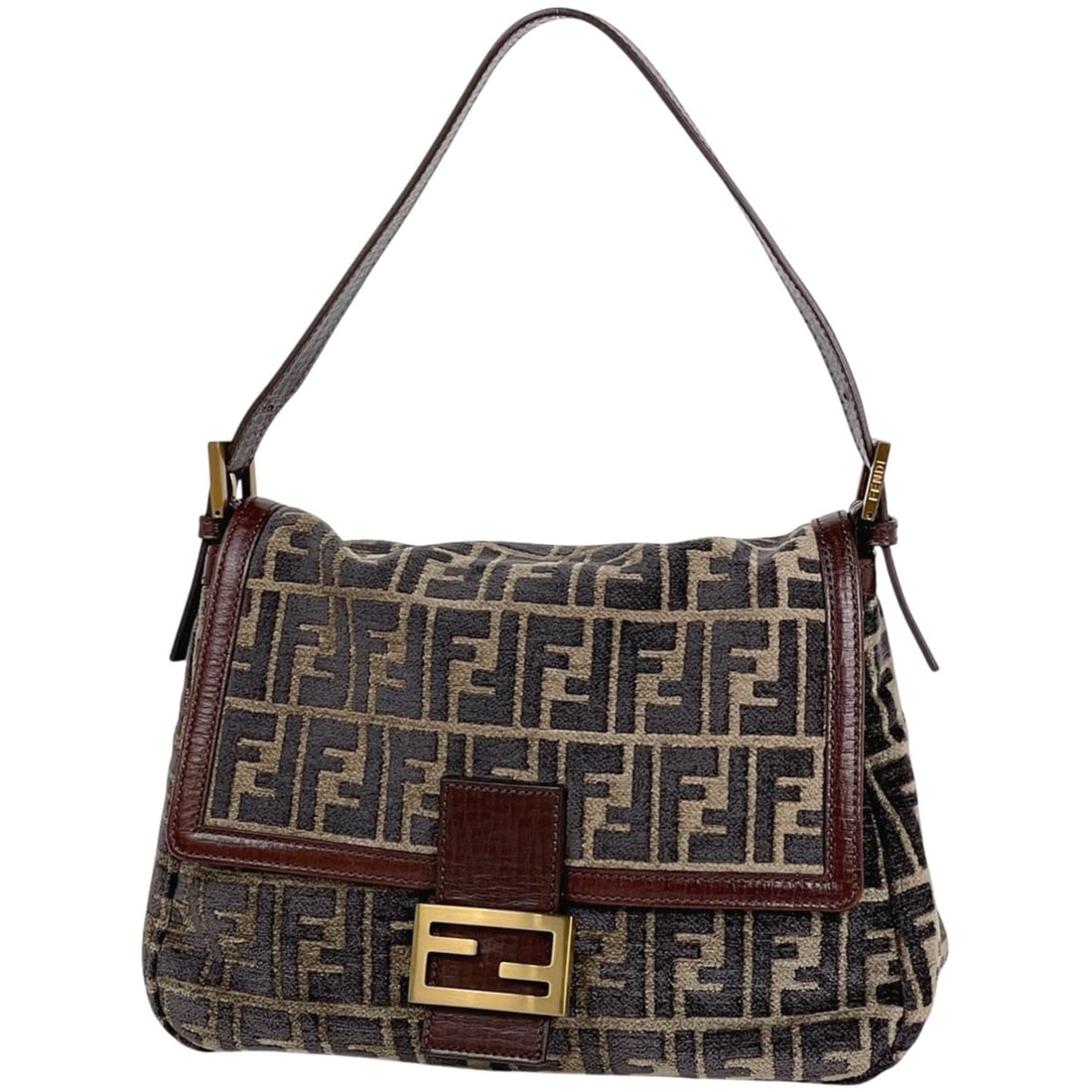 FENDI Zucca Mamma Bucket One-Shoulder Handbag, Brown Fabric, 8BR001, Women's (1 of 17)