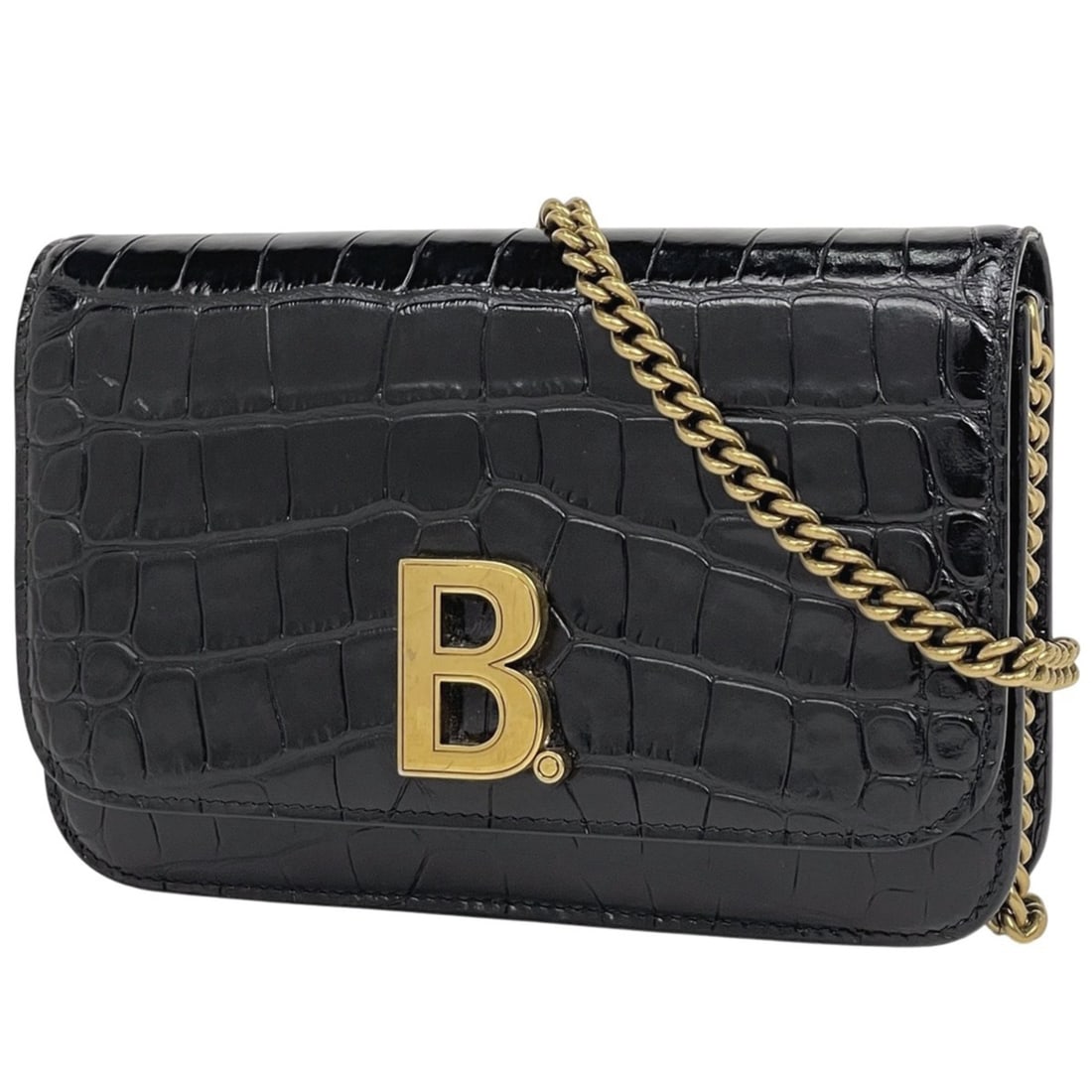 Balenciaga B-Dot Chain Shoulder Bag with Logo, Black Leather, 593615, Women's: --- Catalog ---Category: SizeSize (HxWxD): 13cm x 18cm x 3cm / 5.11'' x 7.08'' x 1.18''Category: DesignType: Shoulder bagColor: BlackGender: WomenMaterial: Leather Category: GeneralBrand: Balenciaga--