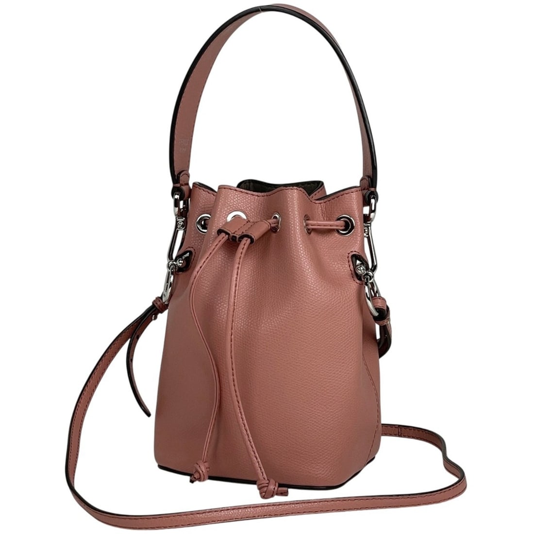 Fendi Mon Tresor 2-Way Shoulder Bag, Drawstring Mini Handbag, Leather, Pink, 8BS010, Women's (1 of 10)