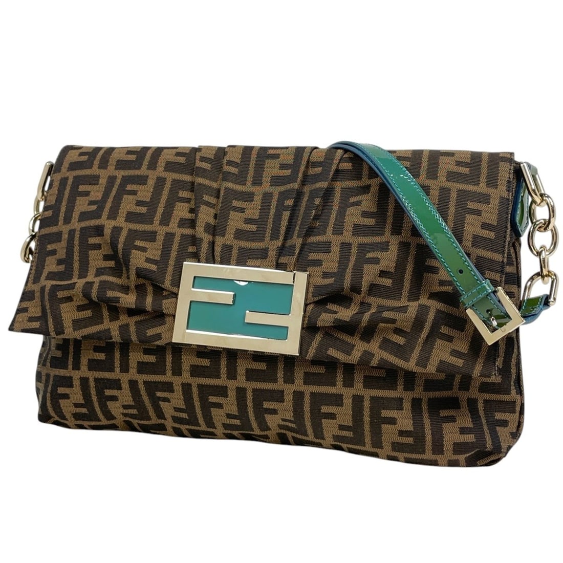 Fendi Zucca pattern shoulder bag, enamel canvas, brown, 8BT163, women's (1 of 9)