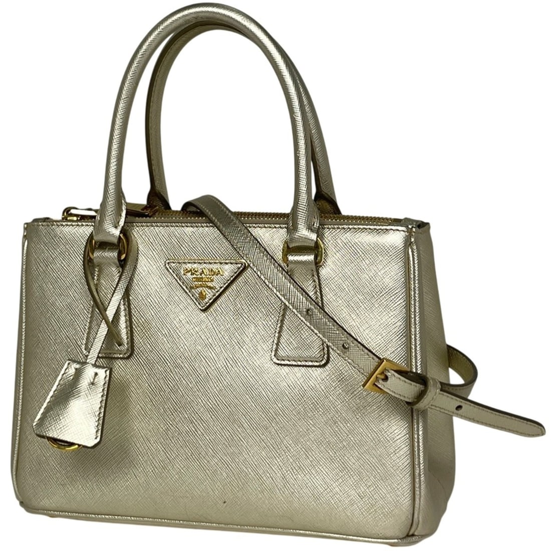 Prada Galleria Handbag, 2-Way Shoulder Bag with Logo Plate, Leather, Gold, Women's: --- Catalog ---Category: SizeSize (HxWxD): 16.5cm x 24.5cm x 10.5cm / 6.49'' x 9.64'' x 4.13''Category: DesignType: Handbag, Shoulder bagColor: GoldGender: WomenMaterial: Leather Category: GeneralBran