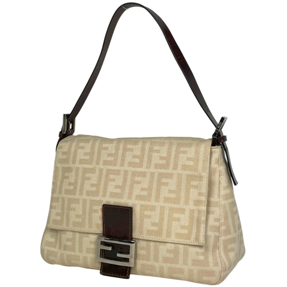FENDI Zucca-patterned Mamma Baguette Shoulder Bag, Beige Canvas, 26325, Women's (1 of 10)