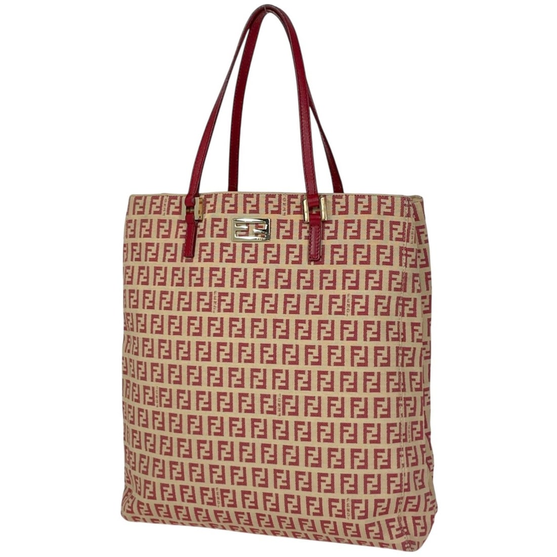 Fendi Zucchino Print Tote Bag, Handbag, Canvas, Beige and Red, 8BH131, Women's: --- Catalog ---Category: SizeSize (HxWxD): 31cm x 28cm x 9cm / 12.2'' x 11.02'' x 3.54''Category: DesignType: Handbag, Tote bagColor: Beige, Red colorGender: WomenMaterial: Canvas , Leather Category: