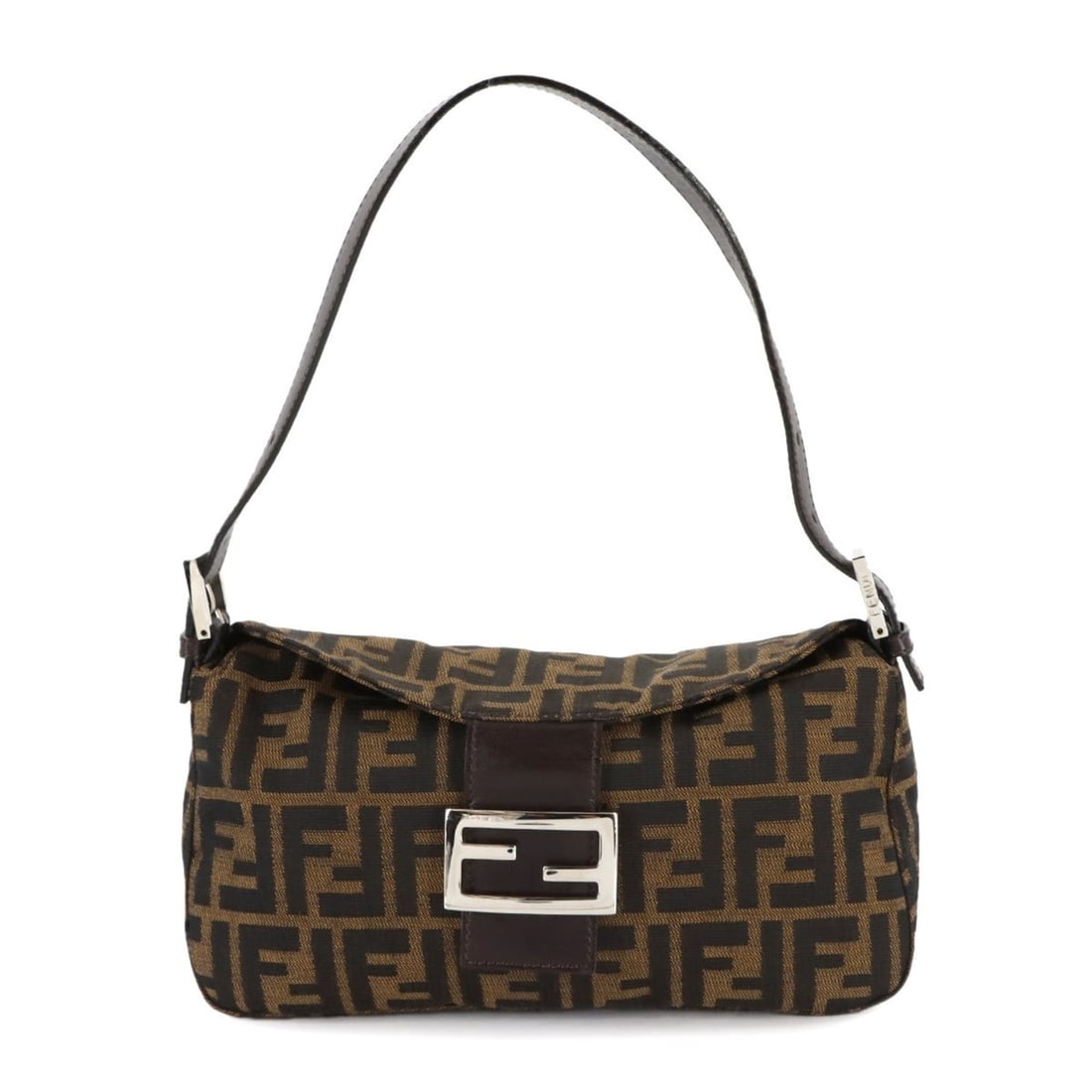 FENDI Zucca Shoulder Bag, Canvas and Leather, Brown, Silver Hardware, 26725 (1 of 11)