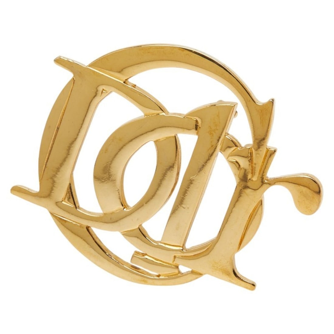 Christian Dior Dior logo brooch in gold metal for women. (1 of 19)
