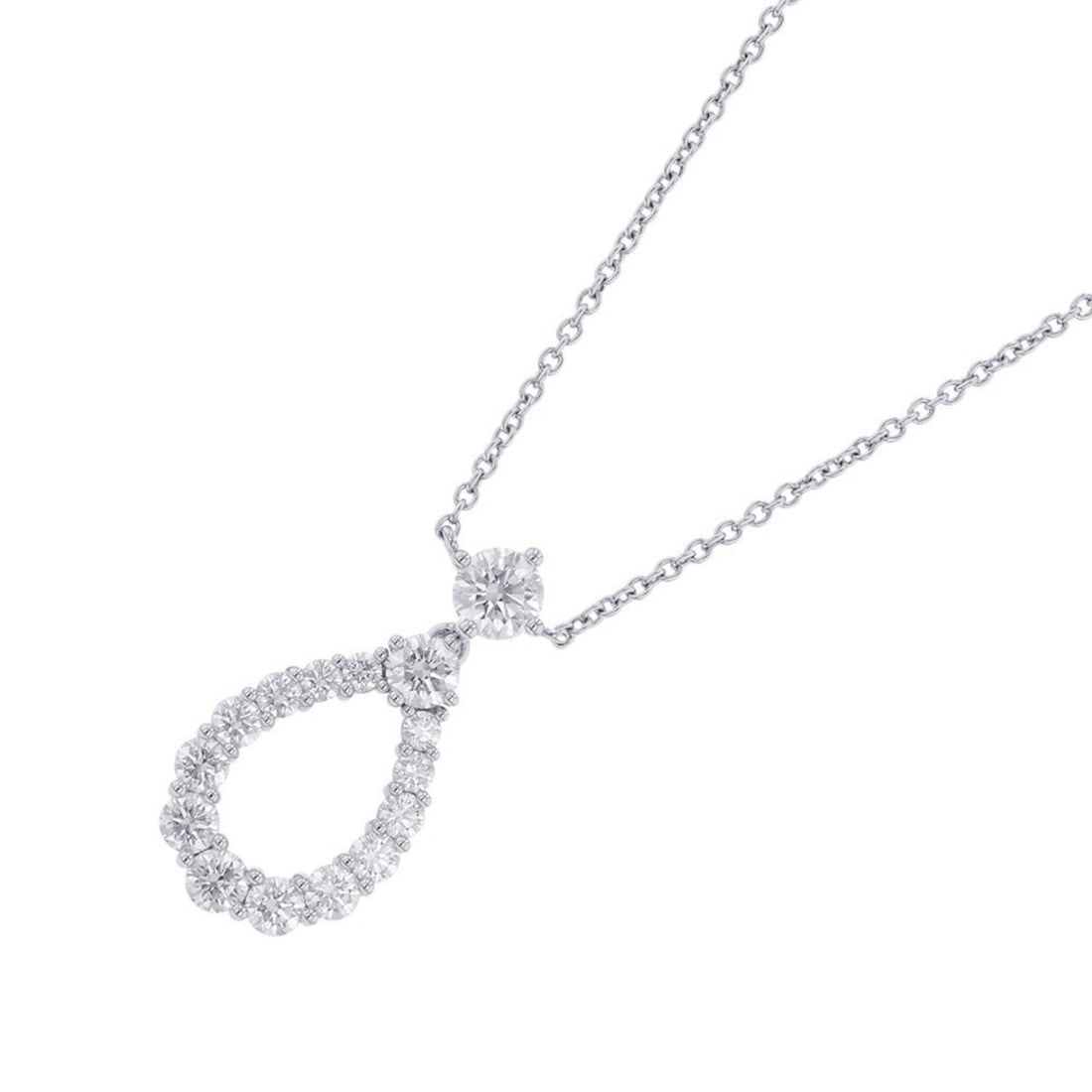 XLARGE Harry Winston Loop Pendant Necklace with 15 Extra Large Diamonds, Approximately 0.96ct Total,: --- Catalog ---Category: SizeWeight: 4.7g / 0.16oz.Pendant Size: 21.4mm x 10.6mm / 0.84'' x 0.41''Neck Circumference: 41 cm / 16.14''Category: DesignStone: DiamondGender: WomenMaterial: Platinum 950Pe
