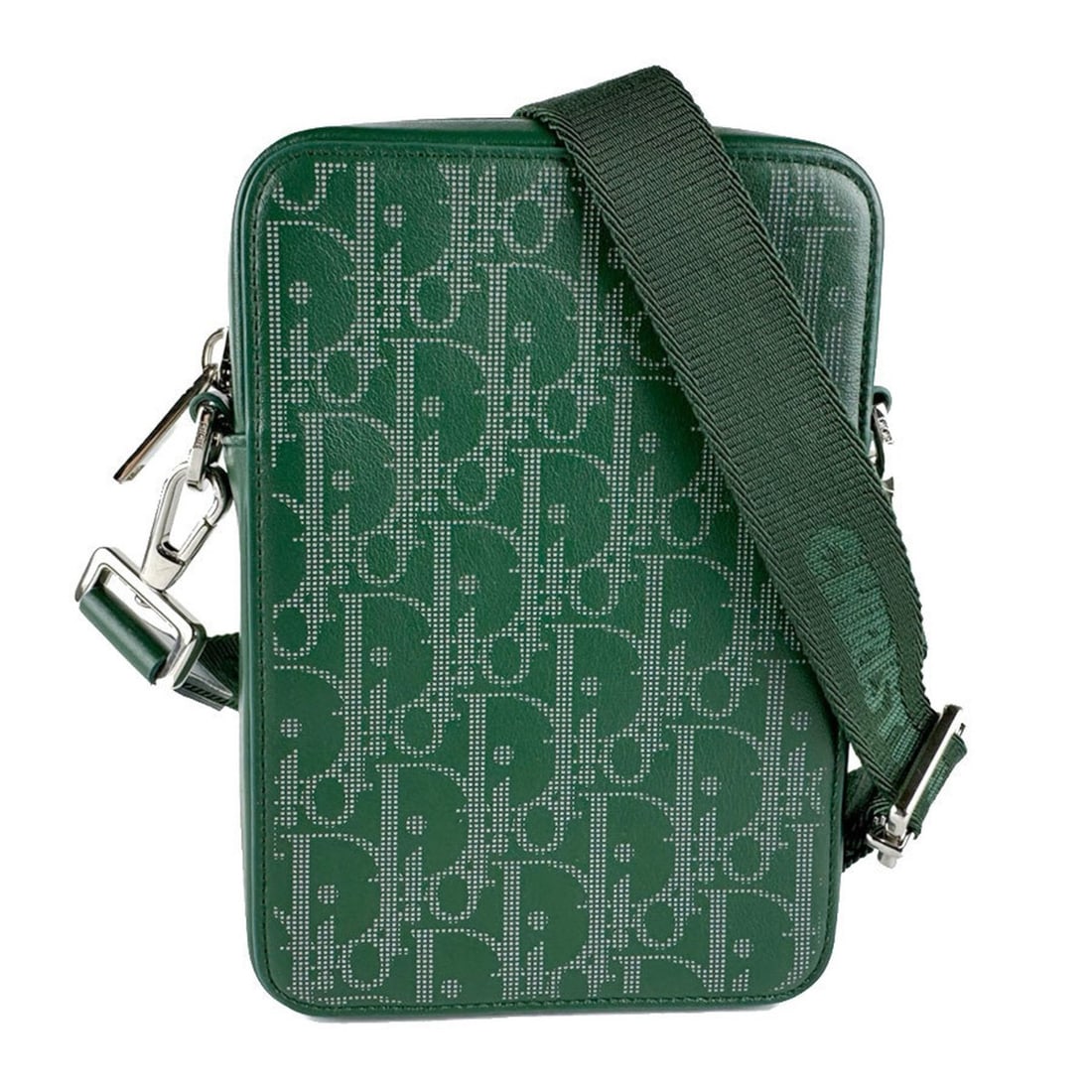 Christian Dior Dior Men's Shoulder Bag, Leather/Canvas, Green and Silver, Z8396 (1 of 10)