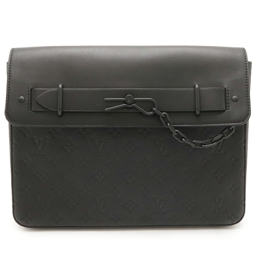 LOUIS VUITTON Monogram Taurillon Pochette Steamer Clutch Bag in Black, Noir, M80140 (1 of 14)
