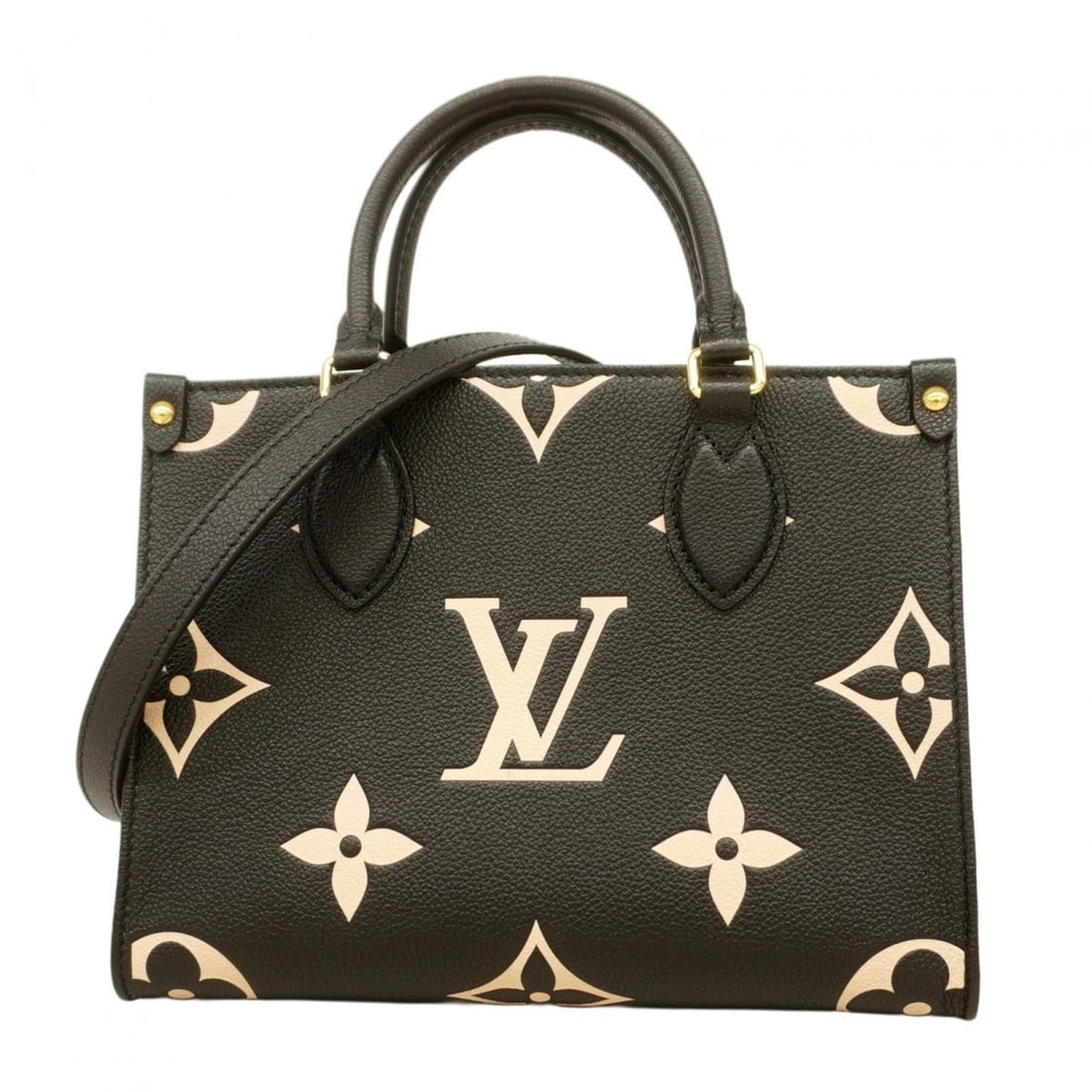 Louis Vuitton Monogram Empreinte Two-Tone On-the-Go PM Handbag M45659 Black/Beige 2-Way Bag for (1 of 12)