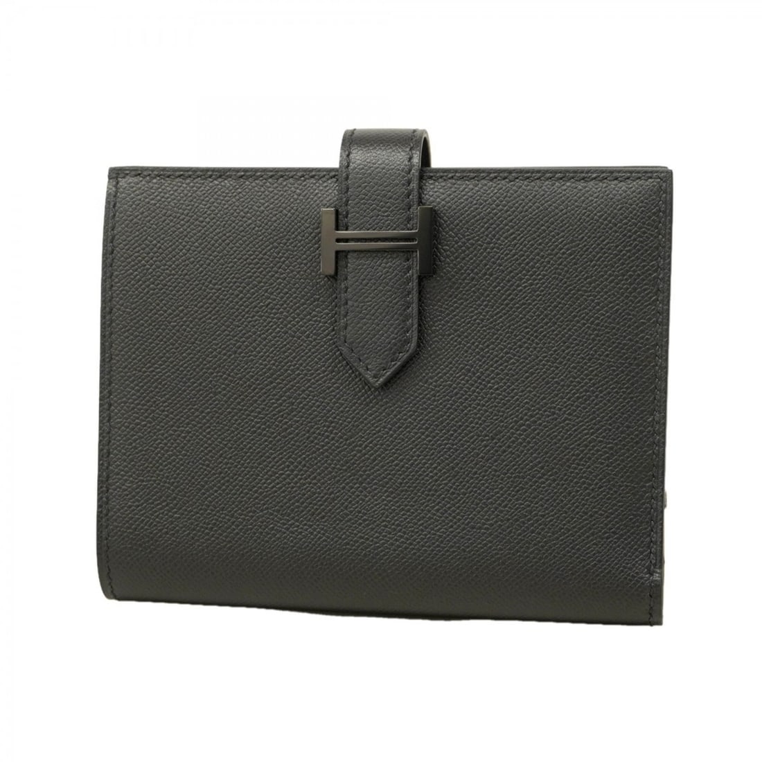 Hermes Hermès Bearn Compact Wallet, Monochrome, So Black, Veau Madame, W Stamp, Men's and Women's (1 of 12)