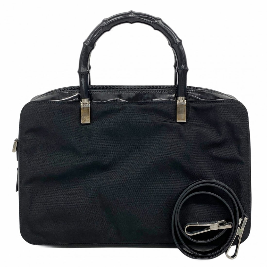 Gucci Bamboo Handbag 000 0828 Nylon Black 2-Way Bag for Women (1 of 14)