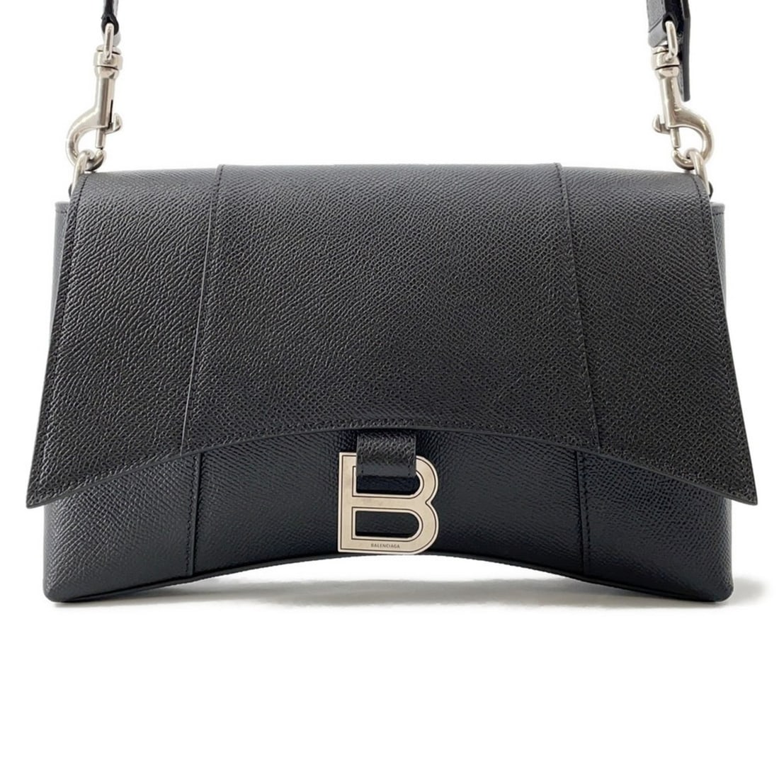 Balenciaga Downtown XS Leather Shoulder Bag 736472, Black: --- Catalog ---Category: SizeWeight: 590g / 1.3lb.Size (HxWxD): 15cm x 25cm x 7cm / 5.9'' x 9.84'' x 2.75''Strap Length: 44cm - 119cm / 17.32'' - 46.85''Category: DesignType: Shoulder bagColor: BlackG