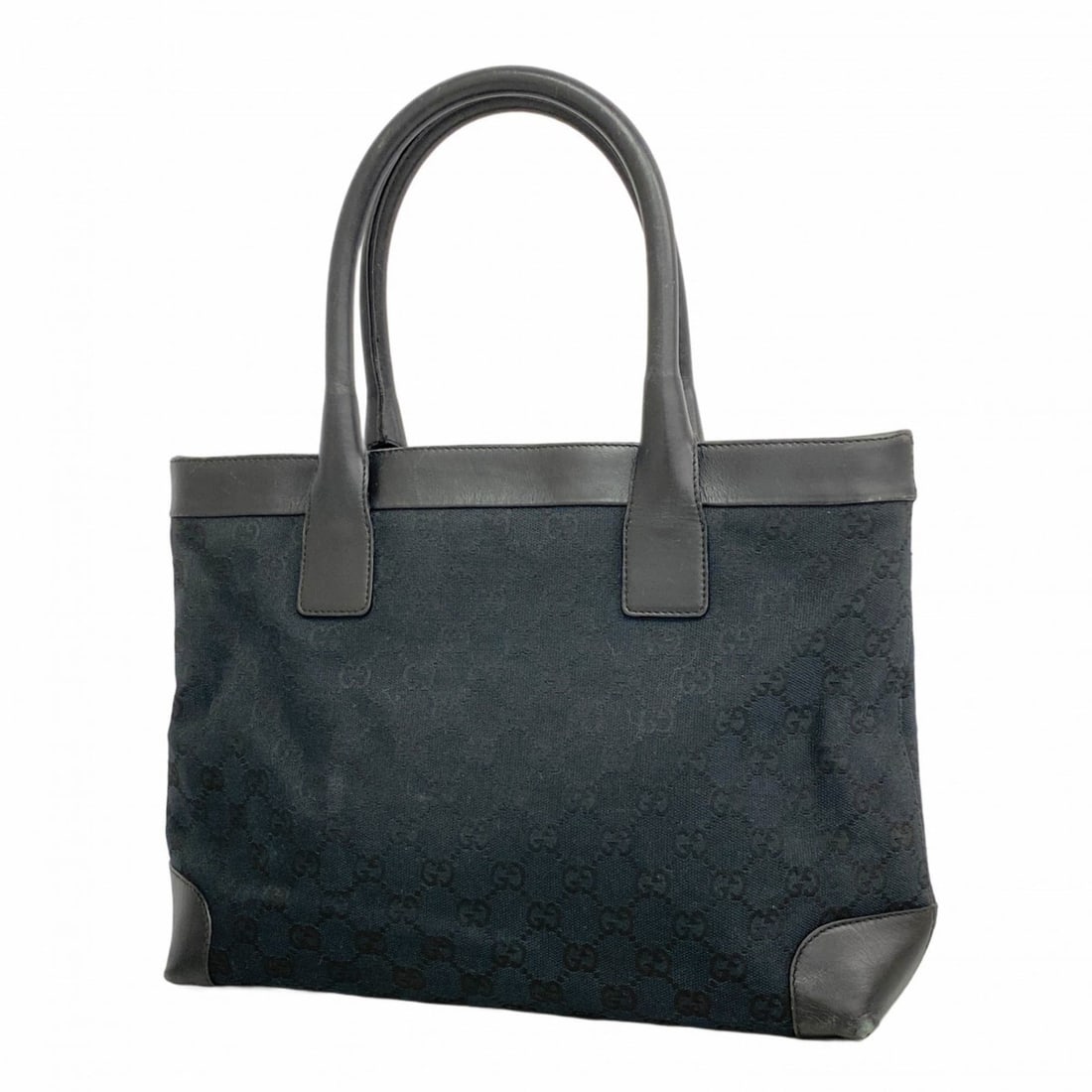 Gucci GG Canvas Tote Bag 002 1119 Black Champagne Women's (1 of 13)