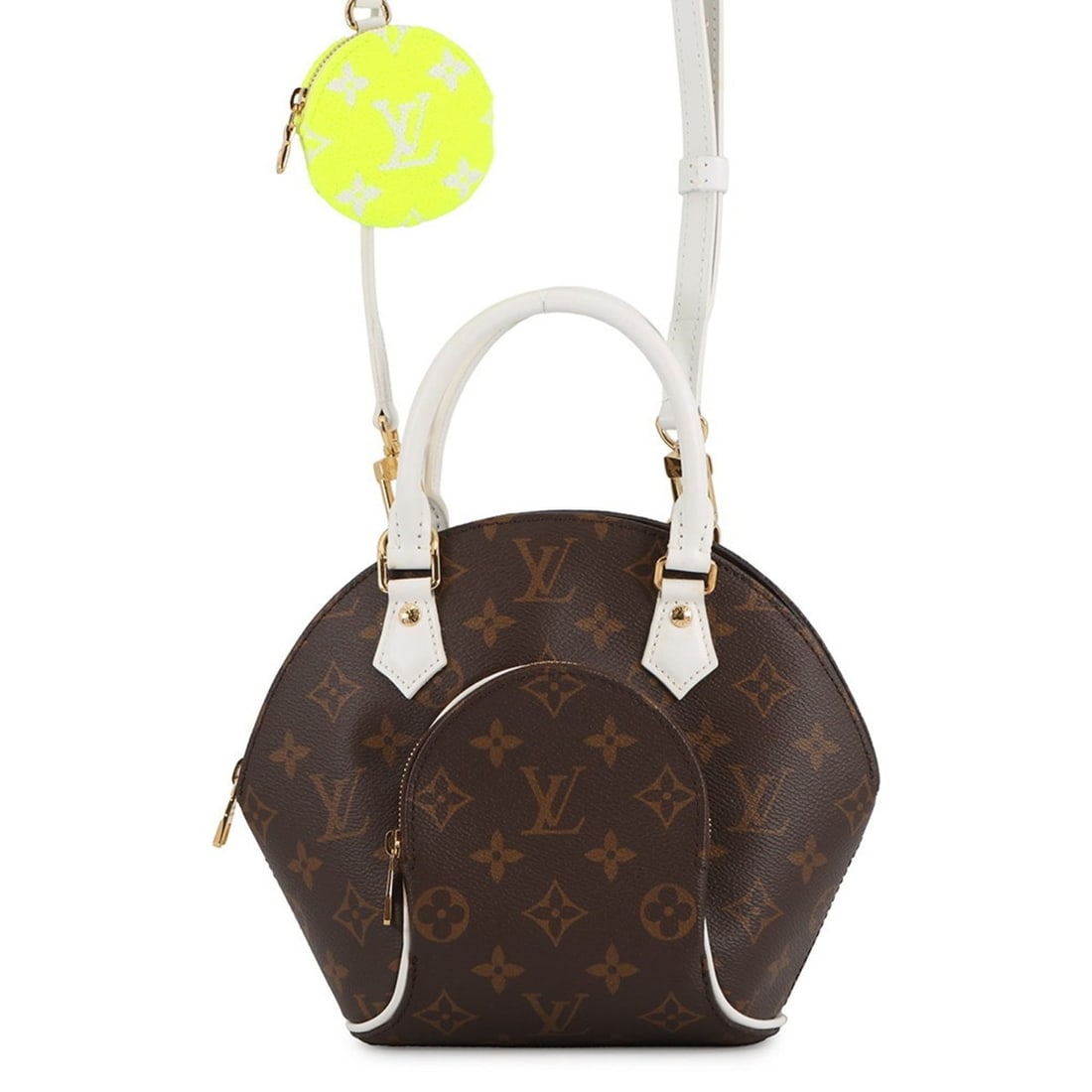 Louis Vuitton Monogram Ellipse BB Shoulder Bag M20752, 2-Way Handbag, LV Match, White, Sale Item: --- Catalog ---Category: SizeSize (HxWxD): 19cm x 16cm x 10cm / 7.48'' x 6.29'' x 3.93''Category: DesignType: Handbag, Shoulder bagColor: Brown, Monogram, White, YellowGender: WomenMaterial: Monogram