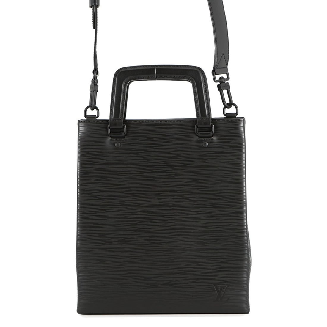 Louis Vuitton Epi Sac Plat Fold Handbag M58497, 2-way shoulder bag, black, on sale: --- Catalog ---Category: SizeSize (HxWxD): 28.5cm x 25cm x 6.5cm / 11.22'' x 9.84'' x 2.55''Category: DesignType: HandbagColor: Black, NoirGender: Men,WomenMaterial: Epi leather Category: GeneralMPN: