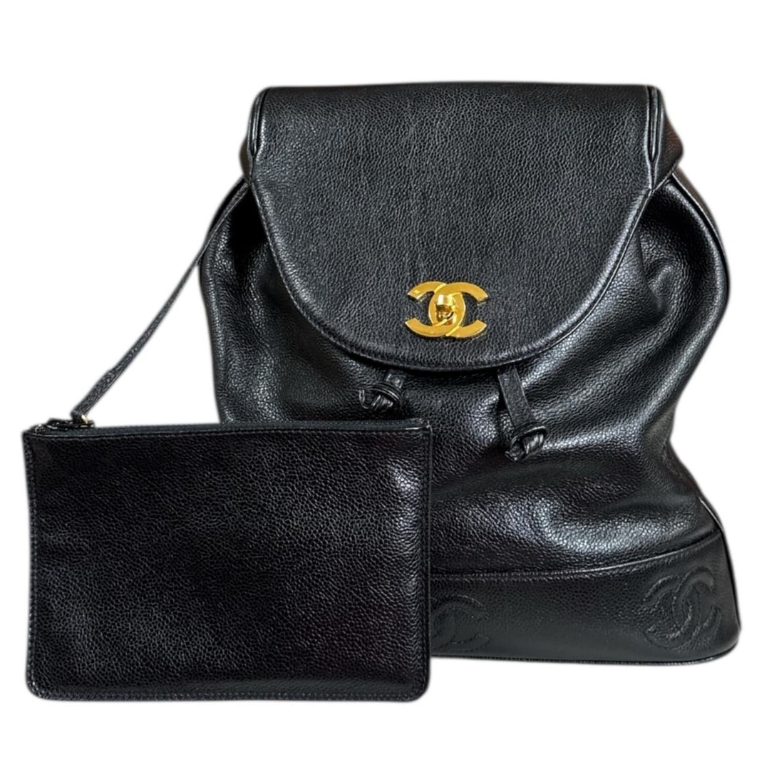 Chanel Triple Coco Backpack/Daypack in Caviar Leather, Women's, Pre-owned Chain (1 of 13)