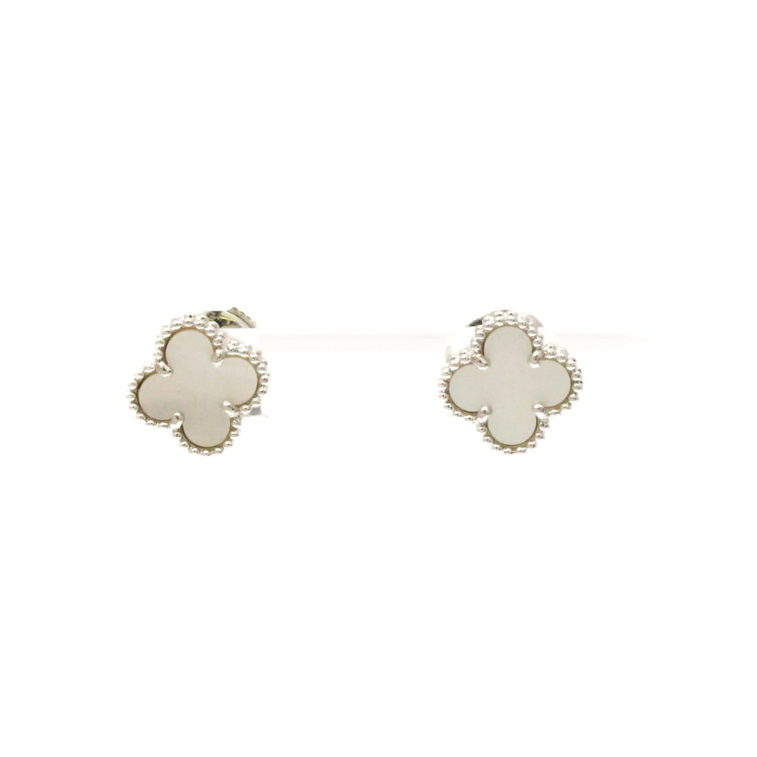 Van Cleef & Arpels Sweet Alhambra Mother Of Pearl White Gold (18K) Stud Earrings Silver (1 of 15)