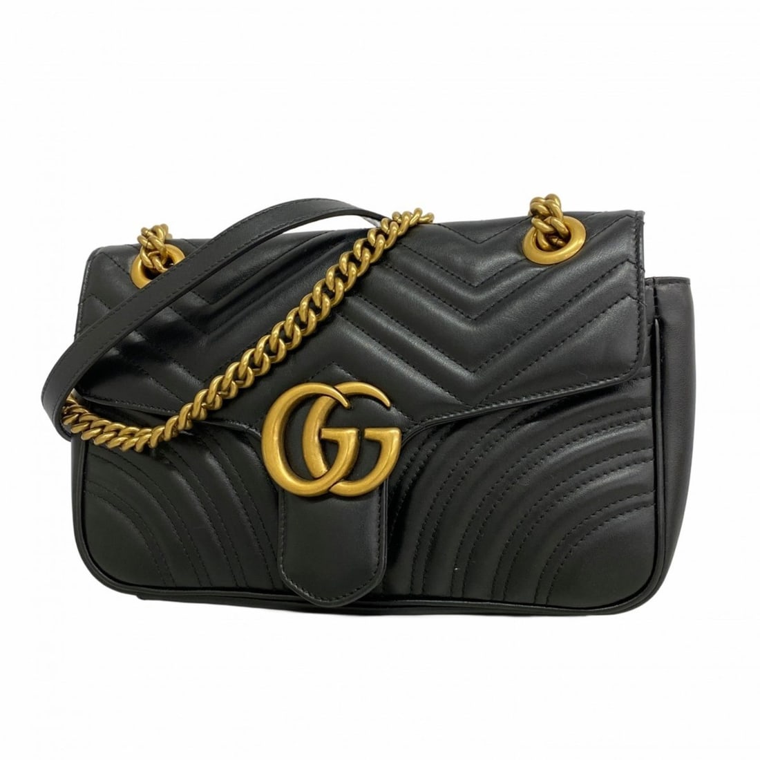 Gucci GG Marmont Shoulder Bag 443497 Leather Black Women's: --- Catalog ---Category: SizeSize (HxWxD): 16.5cm x 25cm x 7cm / 6.49'' x 9.84'' x 2.75''Category: DesignType: Shoulder bagColor: BlackGender: WomenMaterial: Leather Hardware Color: GoldCategory: Gene