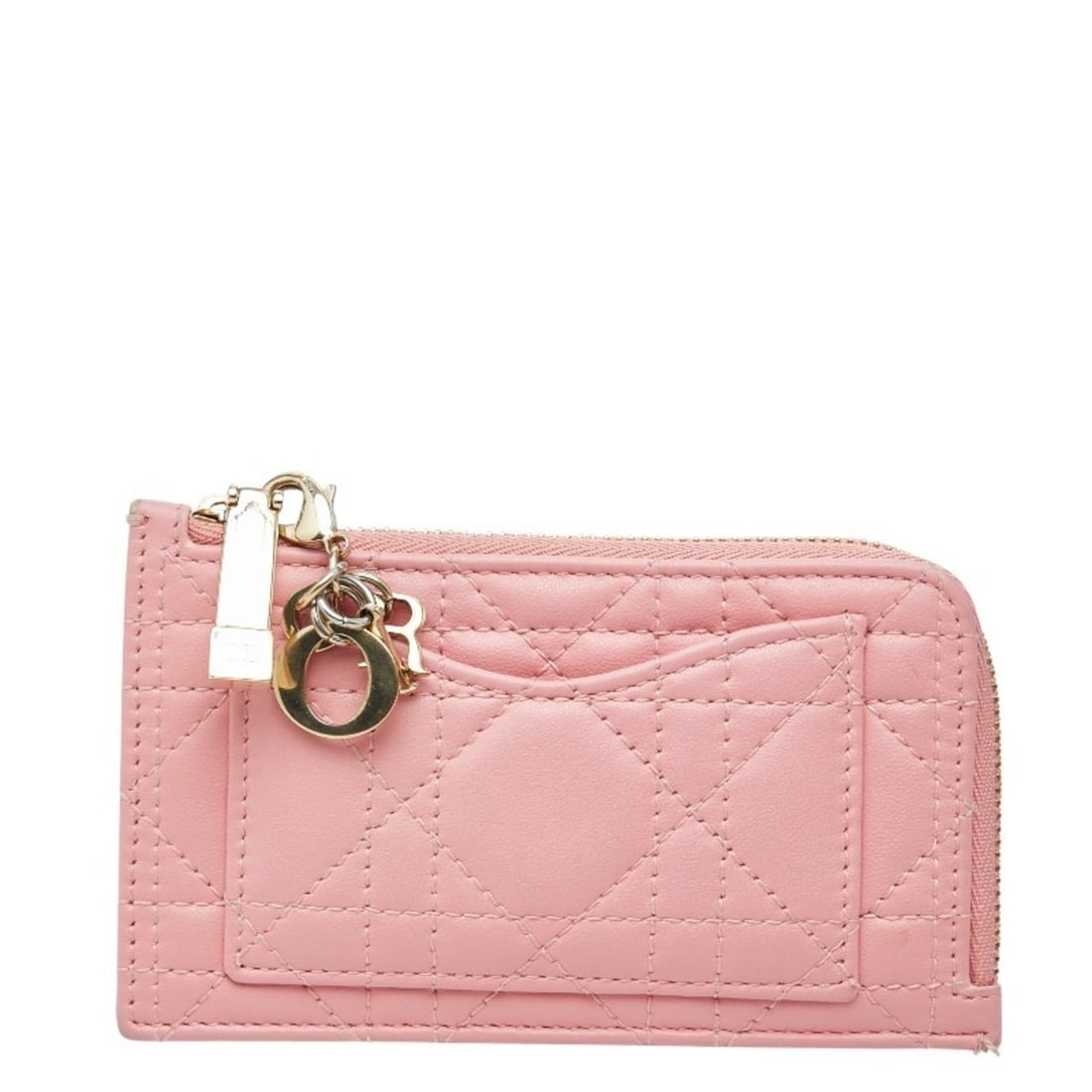 Christian Dior Dior Cannage Lady Fragment Case, Pink Leather, Women's, Business Card Case (1 of 16)