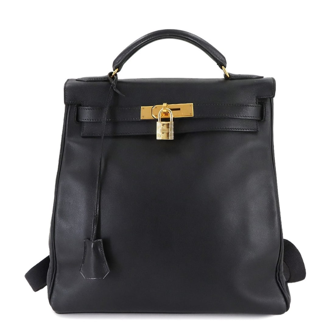 Hermes Hermès Kelly Ad GM Backpack, Gulliver Black, XX Stamped, Gold Hardware, Made in 1996 (1 of 18)