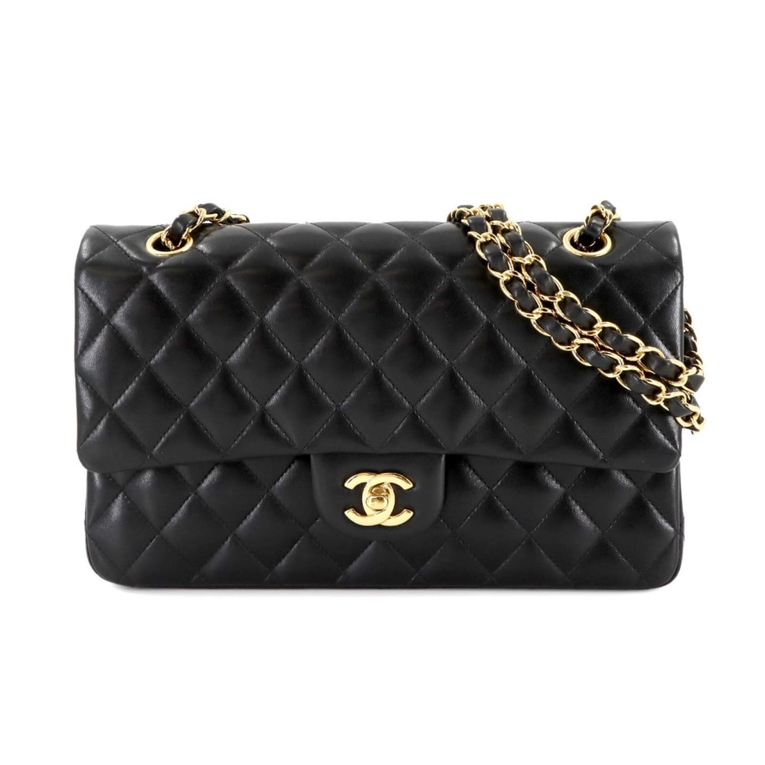 CHANEL Matelasse 25 Chain Shoulder Bag in Black Lambskin with Gold Hardware (A01112) (1 of 13)
