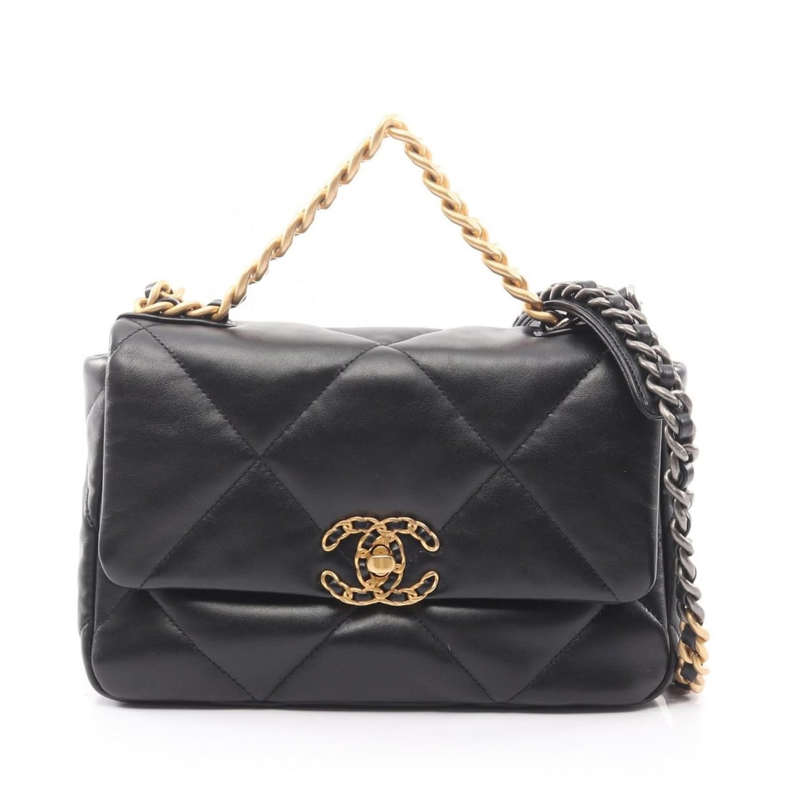 CHANEL 19 Disneuf Matelasse Shoulder Bag in Lambskin Leather, Black, Women's, AS1160: --- Catalog ---Category: SizeSize (HxWxD): 17cm x 25cm x 8cm / 6.69'' x 9.84'' x 3.14''Category: DesignType: Shoulder bagColor: BlackGender: WomenMaterial: Leather Leather/Fur Type: LambskinCategory: