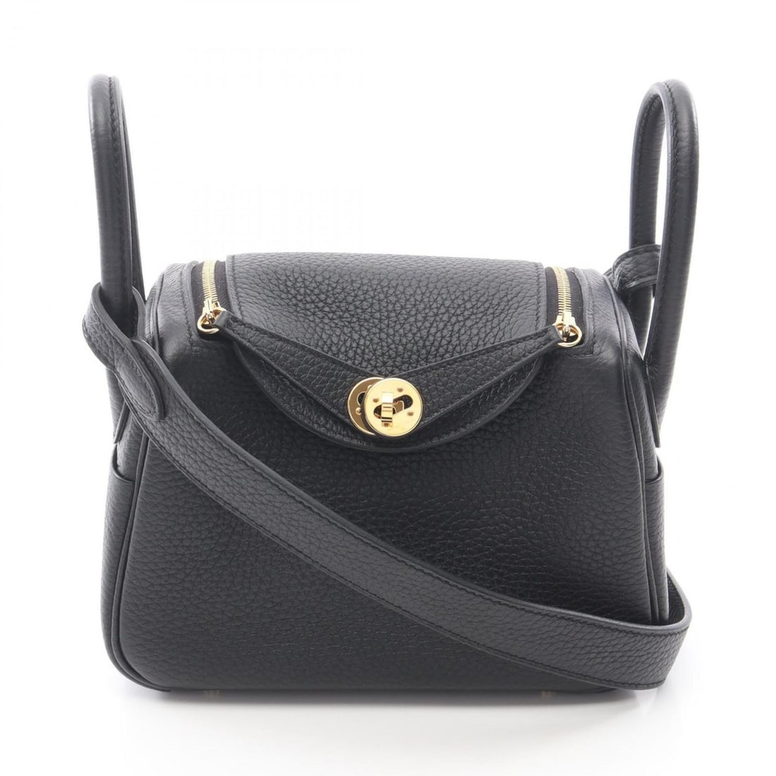 Hermes Hermès Lindy Mini Shoulder Bag in Taurillon Clemence Leather, Black, Women's, 079086CC (1 of 15)