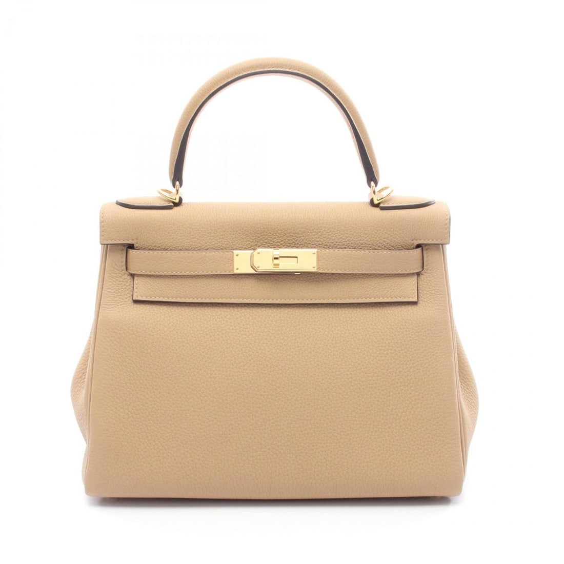Hermes Kelly 28 handbag, leather Togo, women's, beige (1 of 12)