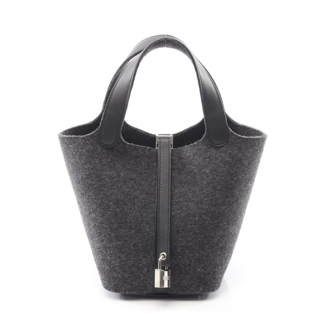 Hermes Hermès Picotin Lock PM handbag, leather and felt, made of Swift leather, available in gray (1 of 9)