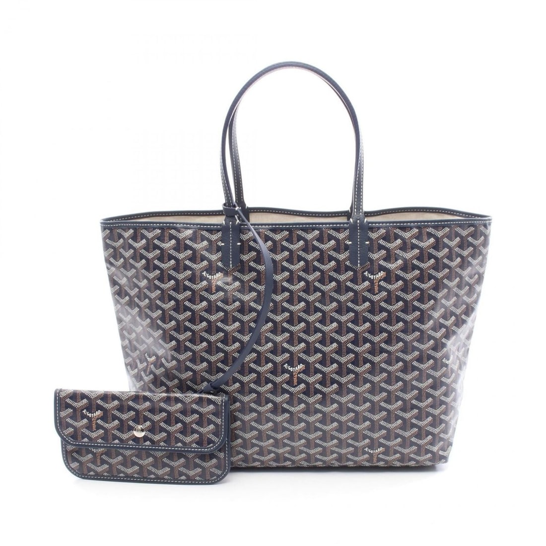Goyard tote bag in coated canvas and leather, available navy, white, multicolor. (1 of 16)