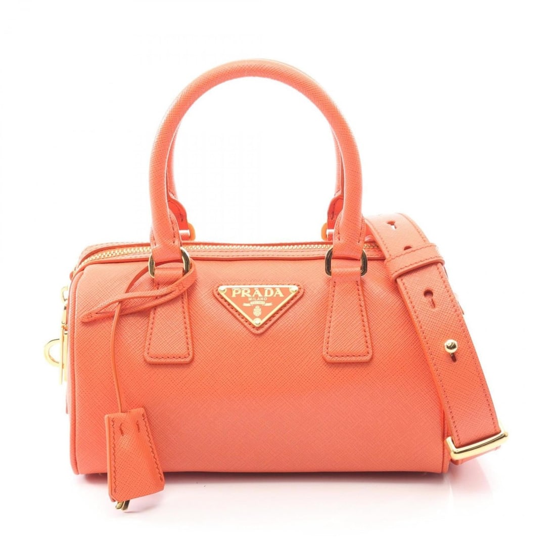 Prada SAFFIANO LUX Handbag, Saffiano Leather, Women's, Orange, 1BB846: --- Catalog ---Category: SizeSize (HxWxD): 11cm x 20cm x 12cm / 4.33'' x 7.87'' x 4.72''Category: DesignType: HandbagColor: OrangeGender: WomenMaterial: Leather Leather/Fur Type: Saffiano leatherCateg