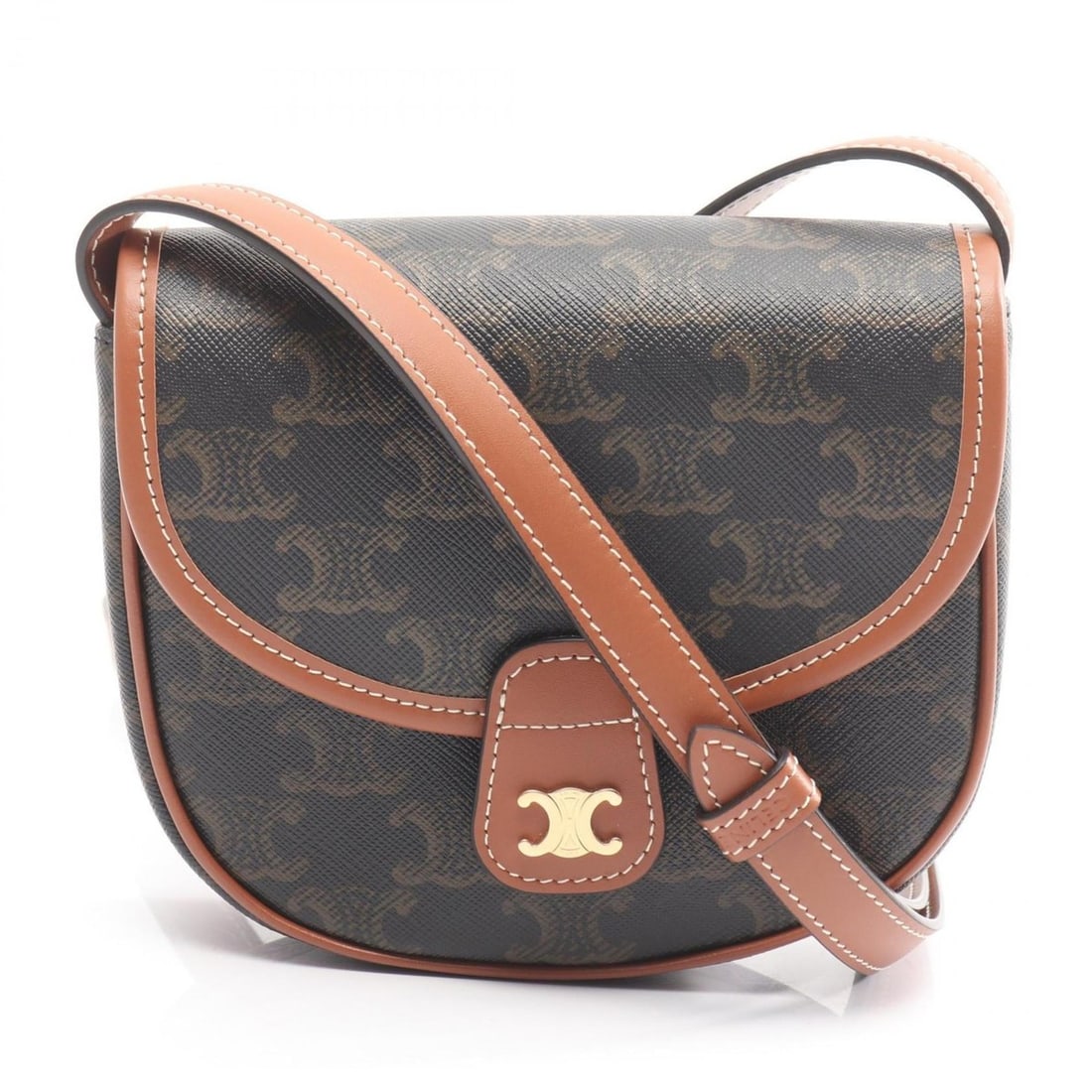 Celine Triomphe Mini Besas Shoulder Bag, Coated Canvas and Leather, Women's, Black Brown, 196702: --- Catalog ---Category: SizeSize (HxWxD): 14.5cm x 15.5cm x 4cm / 5.7'' x 6.1'' x 1.57''Category: DesignType: Shoulder bagColor: Black, BrownGender: WomenMaterial: Coated canvas Category: