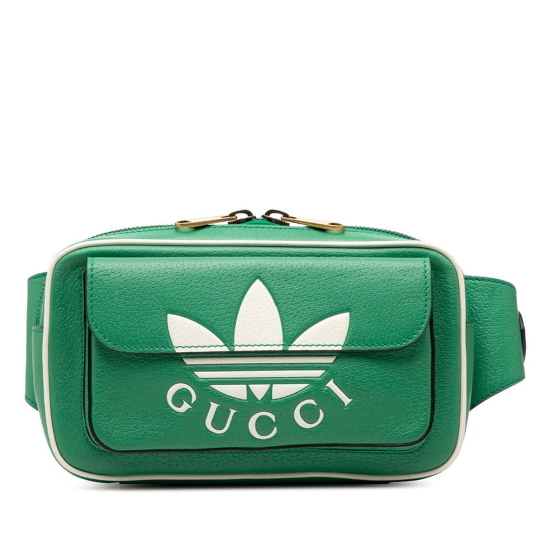 Gucci x Adidas Bumbag 722141 Green and White Leather Women's: --- Catalog ---Category: SizeSize (HxWxD): 14.5cm x 23cm x 5cm / 5.7'' x 9.05'' x 1.96''Strap Length: 104cm / 40.94''Category: DesignType: Sling bagColor: Green, WhiteGender: WomenClosure: