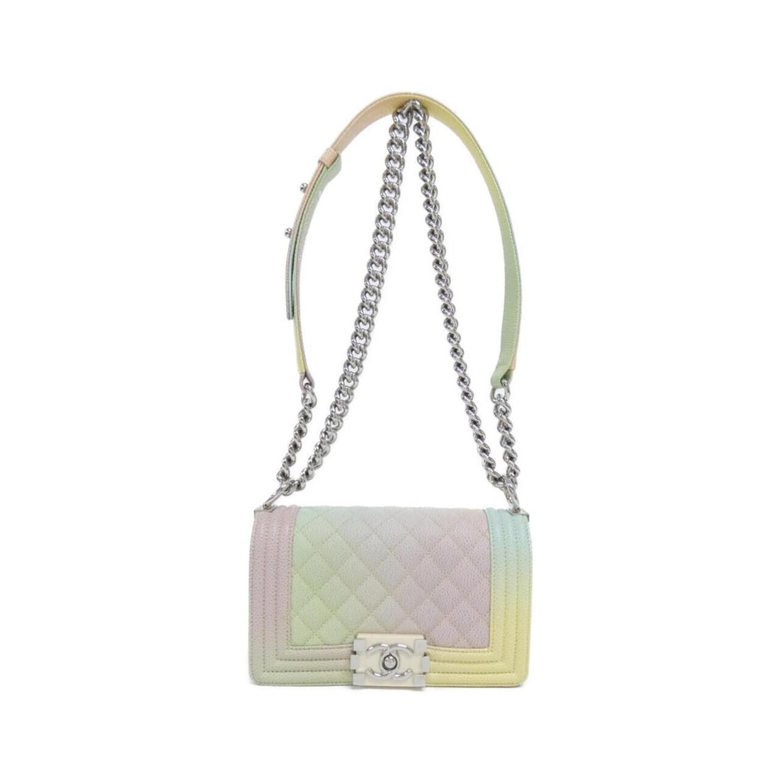Chanel Boy Line 67085 Shoulder Bag: --- Catalog ---Category: SizeSize (HxWxD): 12cm x 20cm x 8cm / 4.72'' x 7.87'' x 3.14''Category: DesignType: Shoulder bagColor: Multi-colorGender: WomenMaterial: Grained Calfskin Hardware Color: