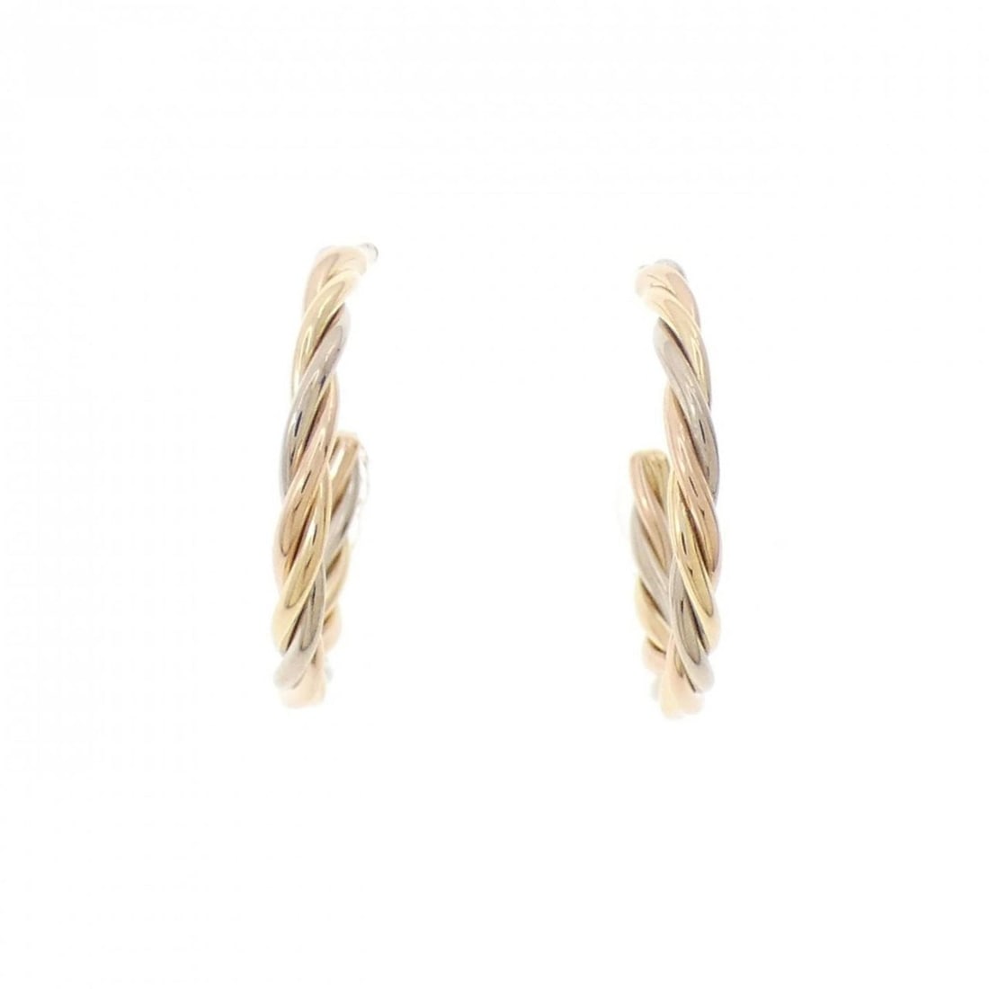 Cartier Trinity Earrings: --- Catalog ---Category: SizeSize (HxWxD): 17.50mm x 1.90mm / 0.69'' x 0.07''Category: DesignType: Stud earringsGender: WomenMaterial: Pink gold (18K), White gold (18K), Yellow gold (18K)Category: