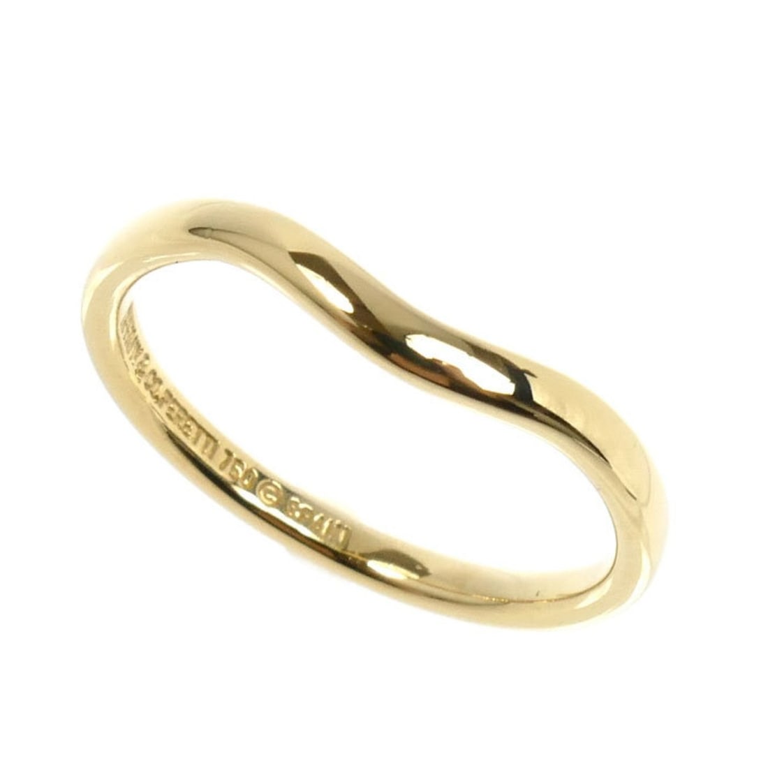 TIFFANY & Co. 18K Yellow Gold Curved Band Ring, 2.3g, Women's (1 of 18)