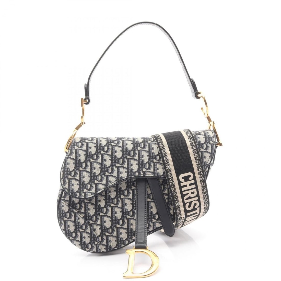 Christian Dior Dior Saddle Bag Oblique Handbag Canvas Leather Women's Beige Navy Black 50MA0294 (1 of 16)